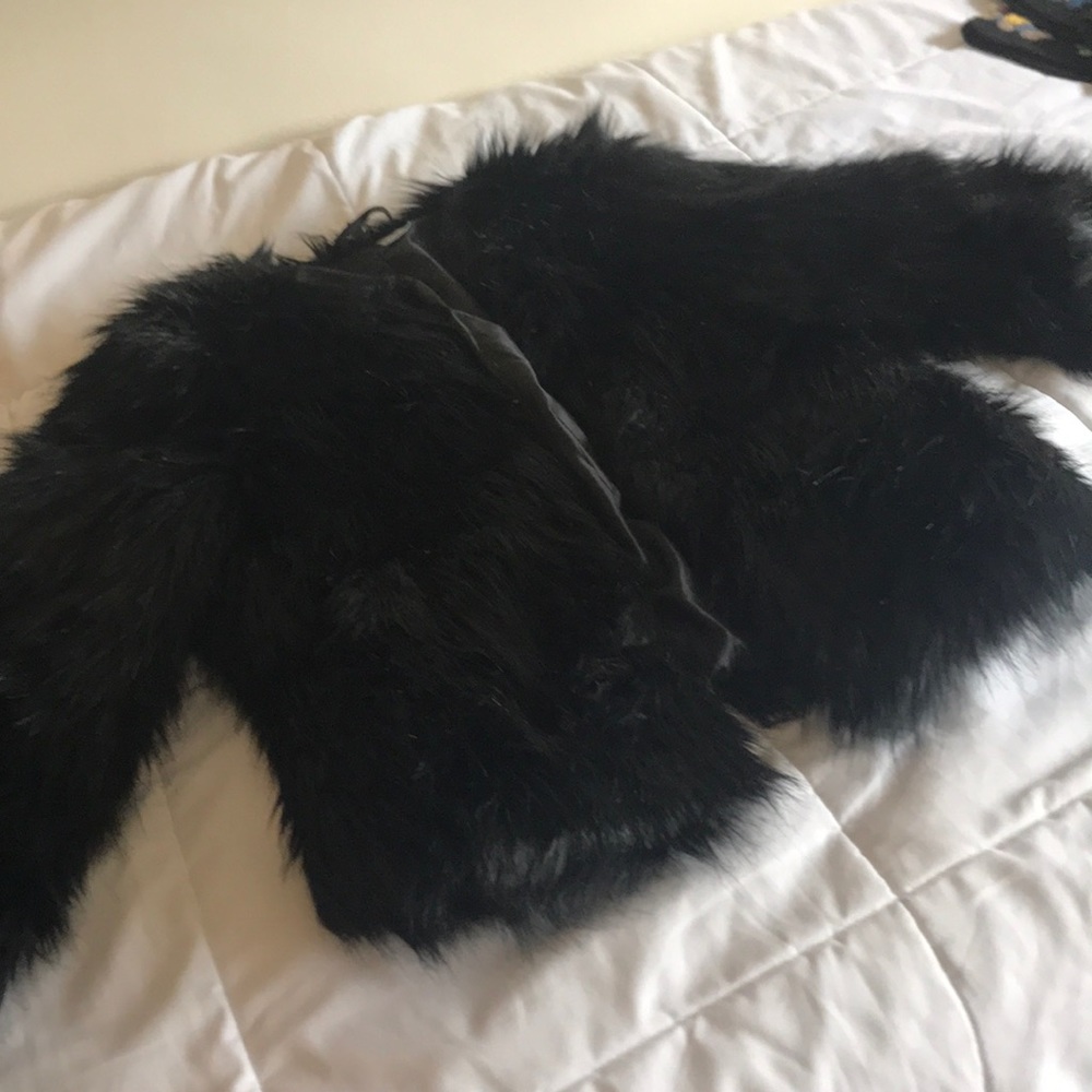 BLACK FAUX FUR COAT